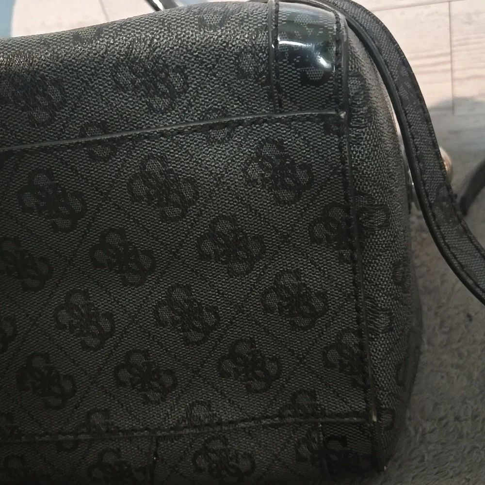 Guess Charcoal Satchel with Black Accents Silver Hardware
